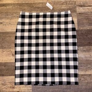 Ann Taylor Black and White Plaid Pencil Skirt